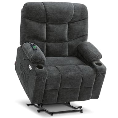 MCombo Oversized Power Lift Recliner Chair with Extended Footrest for Elderly People, Fabric R7289 (Dark Gray, Medium-Oversize) - Image 1