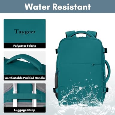 Taygeer Carry on Backpack for Men Women, Luggage Laptop Backpack for Airplane Travel with USB Charging Port, 35L Water Resistant Gym Weekender Bag for College Gift, Peacock Blue - Image 7