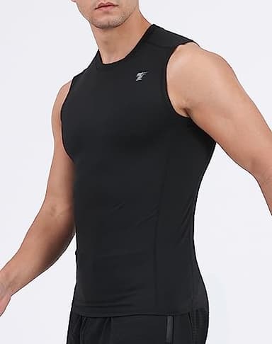 TELALEO 5 Pack Men's Athletic Compression Shirts Sleeveless Workout Tank Top Sports Base Layer Running Basketball XL - Image 2
