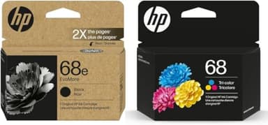 HP Original 68e EvoMore High Yield Black / 68 Tri-Color Ink Cartridges (2-Pack) | Works Envy 6152e, 6155e, 6552e, 6555e, 6558e | C84QXTN - Image 1