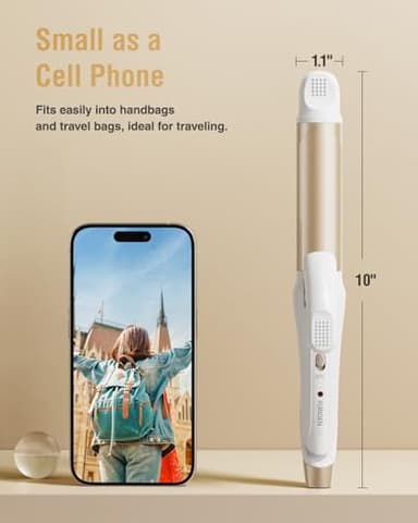 Europe Travel Curling Iron Mini: Dual Voltage Curling Iron for Traveling - Mini Travel Curling Irons 1 Inch with US Plug,Gold 450℉ for Thick/Coarse Short Hair - Image 2