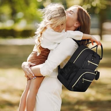 Pritent Diaper Bag Backpack,Baby Essentials Diapers Bag with Pacifier Case,Multipurpose Stylish Large Capacity Travel Backpack for Baby Girl/Boy(M-Black) - Image 2