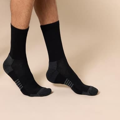 Amazon Essentials Men's Performance Cotton Moisture Control Socks, Athletic Crew, Breathable, 6 Pairs, Black, 13-15 - Image 2
