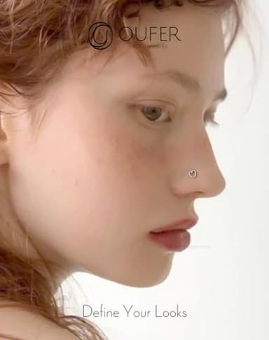 OUFER 925 Sterling Silver Gold Nose Rings, Heart Nose Studs For Women, Cute Nose Nostril Piercing Jewelry, L-Shaped 20G Nose Rings Studs-Gold Heart - Image 6