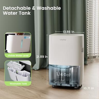 Waykar 120 Pints Energy Star Dehumidifier for Spaces up to 6,000 Sq. Ft at Home, in Basements and Large Rooms with Drain Hose and 1.14 Gallons Water Tank - Image 2