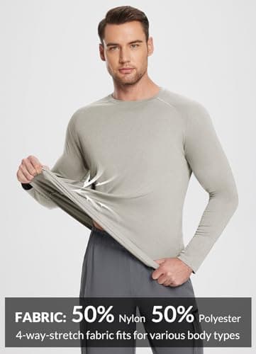 baleaf Men's Long Sleeve Running Shirts Workout Tops Quick Dry SPF Rash Guard Lightweight Hiking Sun Protection t Shirt Khaki 2XL - Image 4