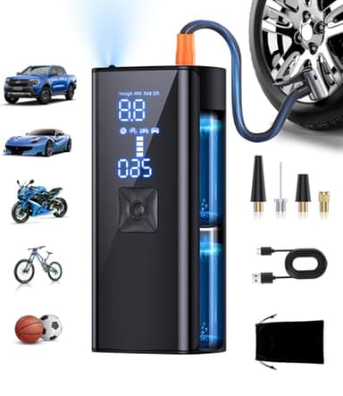 Tire Inflator Portable Air Compressor, 2X Faster 150PSI Portable Air Pump with Digital Pressure Gauge, 25000mAh Cordless Tire Pump for Car, Bike, Motorcycle, Ball and More. - Image 1
