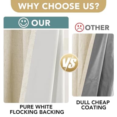 H.VERSAILTEX Curtains for Bedroom Black Out Thermal Insulated Linen Textured Curtains Room Darkening Curtain Living Room Curtain 2 Panel Sets, Bleached Sand, 52x96 Inch - Image 3