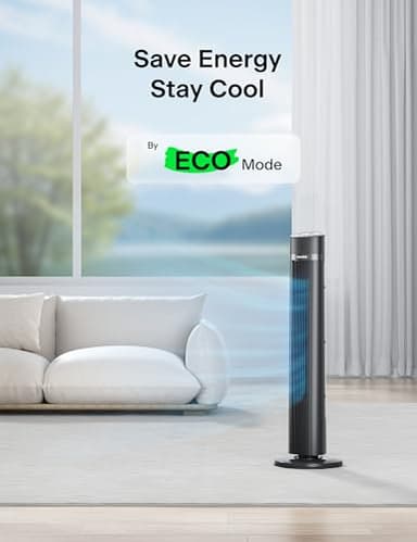 PELONIS 40 inch Bladeless Tower Fan for Bedroom, Standing Fan with Remote Control, 26ft/s, 90° Oscillation, 3 Speed Settings, 27 Db, 3 Modes, 15-Hour Timer, LED Display, Fan that Blows Cold Air, Grey - Image 8