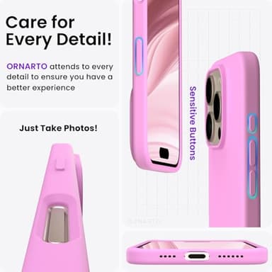 ORNARTO Compatible with iPhone 16 Pro Max Case 6.9", Slim Liquid Silicone 3 Layers Soft Gel Rubber Shockproof Protective Case with Anti-Scratch Microfiber Lining-Cherry Blossom - Image 5