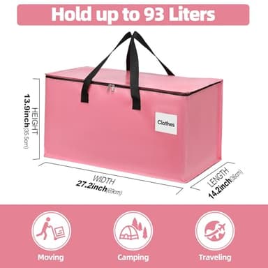 YEUEYS Extra Large Moving Bags with Zipper - Heavy Duty Tote for Packing Clothes, Durable Storage Bin Organizer, Multipack Set - Image 2