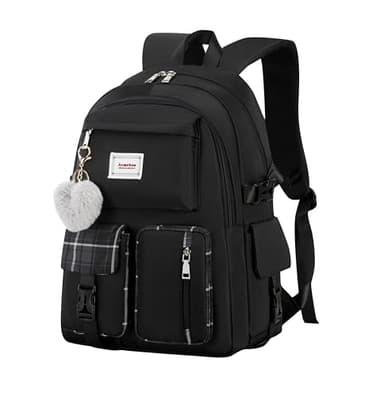 Acmebon Girl Roomy Fashion Laptop Backpack Casual Daily Backpack for Women Black - Image 2