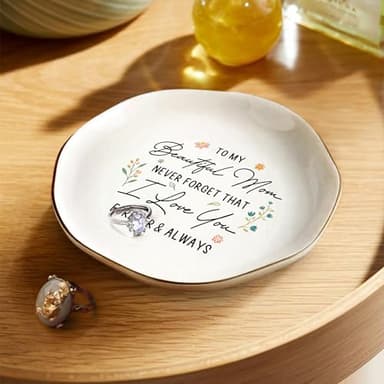WANDER PRINTS Mothers Day Gifts For Mother - Ceramic Ring Dish Jewelry Tray for Mom - Never Forget That I Love You - Valentines Day Christmas Birthday Gifts for Mom from Daughter Son - Image 7