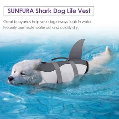 Bess Bridal Dog Life Jacket - Shark Life Vest for Swimming Boating - Reflective Lifejacket Swimsuit for Small Medium Large Dogs - High Buoyancy Lifesaver Preserver with Rescue Handle, Grey Shark XL - Image 6