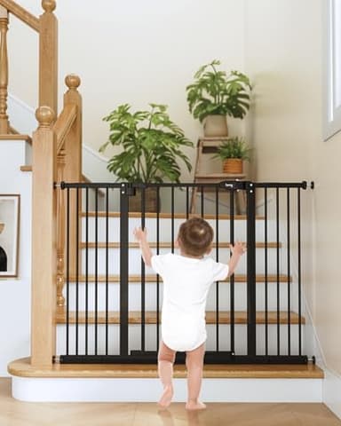 keny 29"-42.7" Baby Gate for Stairs, Auto Close Dog Gate for Doorways, No Drilling Needed, Safety Barrier for Kids and Pets, 30" Tall, Black - Image 2