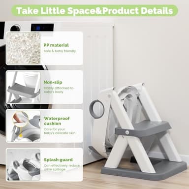 COOSEYA Toilet Seat, Potty Training Seat for Toddler, Upgraded 2-in-1 Potty Toilet Training for Boys and Girls,Waterproof Cushioned Mat with Non-Slip Step Stool - Image 2