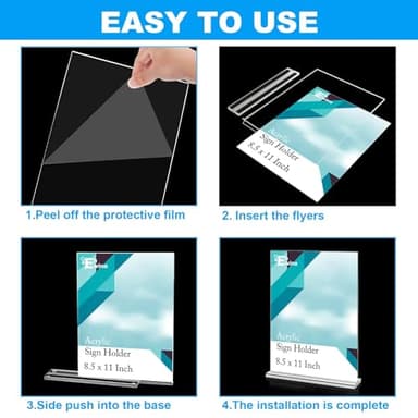 EHWINE Acrylic Sign Holder 8.5 x 11, 10 Pack Double-Sided Stand up Table Top Sign Holders, Clear Acrylic Picture Frame Menu Flyer Paper Holder Display Stand for Office Business Store Wedding Party - Image 5