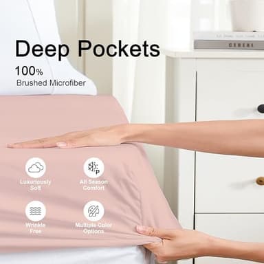 Hotella 2PC California King Fitted Sheet Only,72x84inch,100% Microfiber Ultra Soft Hotel Quality Bottom Sheet,14" Deep Pocket,Wrinkle and Fade Resistant,Pink - Image 4