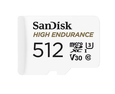 SanDisk 512GB High Endurance Video microSDXC Card with Adapter for Dash Cam and Home Monitoring Systems - C10, U3, V30, 4K UHD, Micro SD Card - SDSQQNR-512G-GN6IA - Image 1