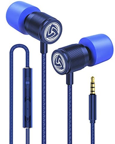LUDOS Ultra Wired Earbuds in-Ear Headphones, 5 Years Warranty, Earphones with Microphone, Noise Isolating Ear Buds, Memory Foam for iPhone, Samsung, School Students, Kids, Women, Small Ears - Blue - Image 1