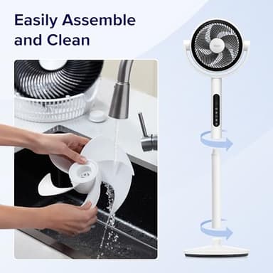 Levoit Standing Fan for Bedroom, CirculAir 120° Oscillating, Quiet 20dB, 9 Speeds, 4 Modes, DC Motor, 2 in 1 Pedestal & Tabletop, 82ft, Remote Control, Sensor, 9H Timer, 908CFM Ultra-High Airflow - Image 7