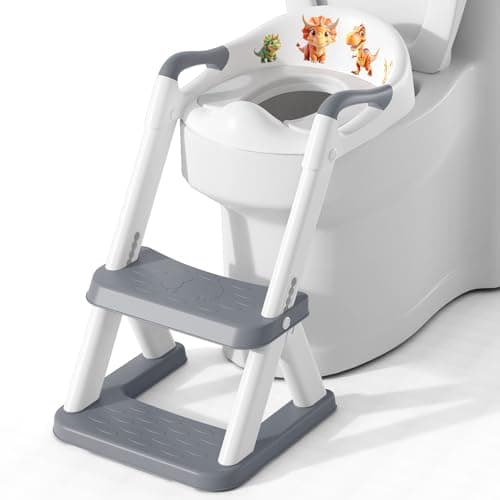 Potty Training Seat, SKYROKU 8868 Upgrade Toddler Toilet Seat for Kids Boys Girls, 2 in 1 Potty Training Toilet, Splash Guard Anti-Slip Pad Step Stool,New Sector-Shape Stabilized Base (Grey) - Image 1