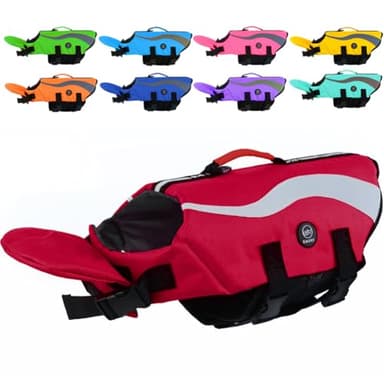 EMUST Life Jacket for Large Dogs, Dog Life Vest for Small/Medium/Large Dogs with Double Rescue Handles, High Reflective Dog Life Preserver for Swimming, Red,L - Image 1