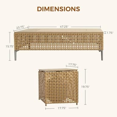 Grand patio 9-Piece Patio Furniture Set with 47" Fire Pit Table, Outdoor Conversation Set & 50,000 BTU 47 Inch Rectangle Propane Fire Pit & Storage Box with Water Resistant Thick Cushions, Cream - Image 8