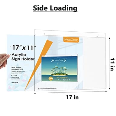 MaxGear Wall Mount Sign Holder 11 x 17 Inch, Clear Plastic Picture Frames with Mounting Screws, Door Sign Holders and Document Display Frame for Home, Office, Store, Landscape, 6 Pack - Image 2