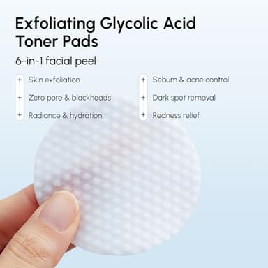 MAREE Glycolic Acid Pads - Toner Pads for Face Cleansing - Exfoliating Pad with Tea Tree Oil, Salicylic Acid & Vitamins E, B3, B5 - Acne Clearing, Skin Pore Resurfacing & Radiance Device - 50 Count - Image 3