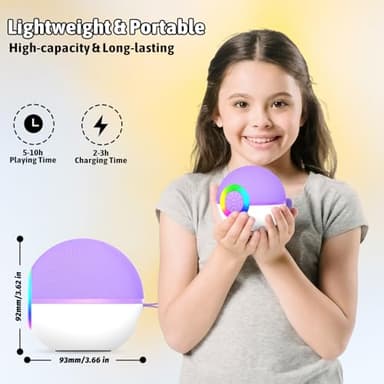 Heroange Karaoke Microphone Machine Toys for Kids Adults, Mini Portable Bluetooth Speaker with 2 Wireless Mics, Christmas Birthday Gifts for Boys Girls Ages 3 4 5 6 7 8 9 10 11 12+ Year (Purple) - Image 3