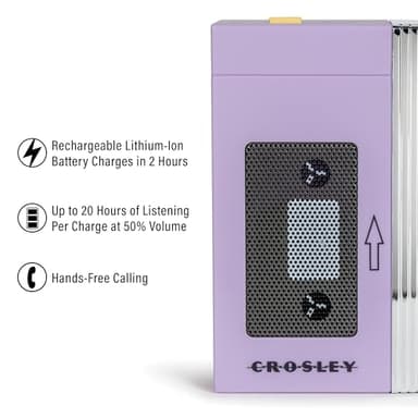Crosley CR3047A-LN Mini Retro 80's Portable Bluetooth Speaker, Wireless with Microphone, Vintage, Lavender - Image 2