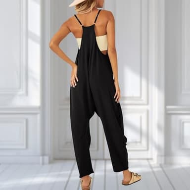 UNIANKIYA One Piece Jumpsuits for Women Casual Overalls Sleeveless Strap Rompers Travel Vacation Outfits Fall Fashion Clothes - Image 5