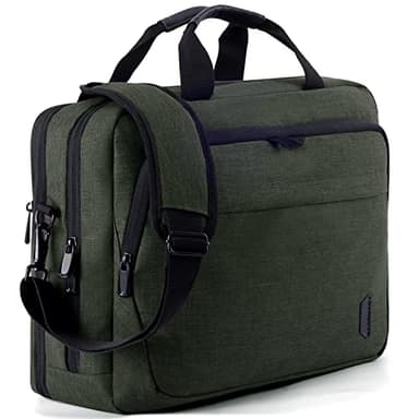 BAGSMART 17.3 Inch Laptop Bag, Expandable Computer Bag Laptop Briefcase Men Women,Laptop Shoulder Bag,Work Bag Business Travel Office, Dark Green - Image 1