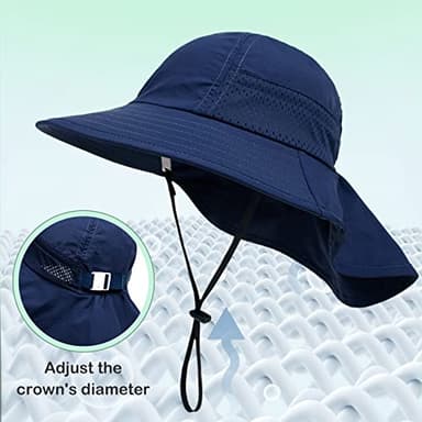 XIAOHAWANG Girls Sun Hat Baby Beach Hats Boys UPF 50+ Kids Summer Protection Cap Toddler Breathable Caps Wide Brim (2-6Years, Navy) - Image 5