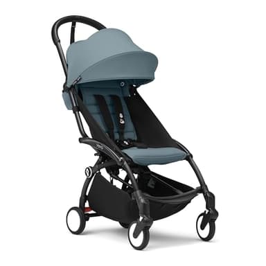 Stokke YOYO3 Stroller from 6 Months - Includes Black Frame/Aqua Seat Cushion + Canopy - Folds in & Out in a Flash - Light & Compact - Carry-On Compatible - Image 1