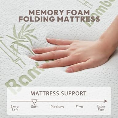 SINWEEK Memory Foam Folding Mattress, 4 Inch Foldable Trifold Mattress Topper, CertiPUR-US Certified Guest Bed with Cooling Cover & Waterproof Lining - Image 4