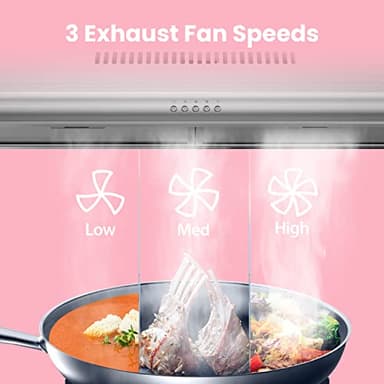Comfee CVU30W4AST 30 inch Under Cabinet Ducted/Ductless Convertible Slim Vent Durable Stainless Steel Kitchen Reusable Filter, 3 Speed Exhaust Fan and 2 LED Lights Range Hood, 2.0 Version - Image 3