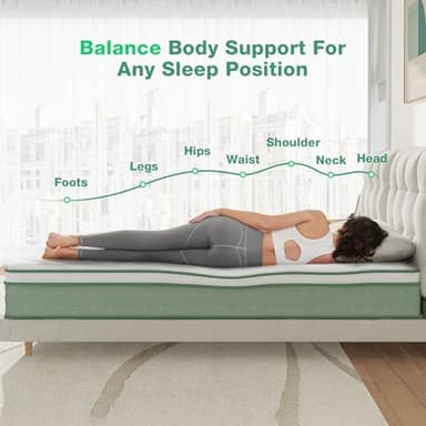 Novilla King Size Mattress, 10 Inch Hybrid Mattress in a Box, Gel Memory Foam & Individually Wrapped Pocket Coils Innerspring for Cozy Sleep, Pillow Top King Mattresses, Medium Firm & Motion Isolation - Image 5