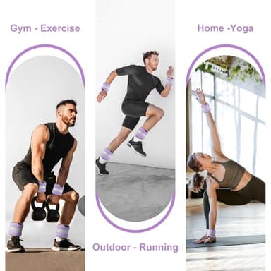 Ankle Weights, Wrist Leg Arm Weight for Women Men with Adjustable Straps, A Pair of 2LBS(1LB Each Weight) Arm Weighted for Running Walking Yoga Gymnastics Physical Therapy, Light Purple - Image 6