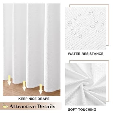 OVZME Berry White Shower Curtain Set, Embossed Textured Fabric Bathroom Curtain for Bathroom - Soft Cloth & Hotel Spa, Water Resistance, Machine Washable Shower Curtain with 12 Hooks, 72X72, White - Image 7