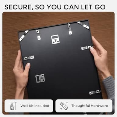 Homeforia Black 12x12 Picture Frames, High End Metal 12 x 12 Square Poster Frame with Mat 10 x 10 Photo, 12x12 Black Frame Matted to 10x10 Print, 12by12 Thin Frames, Tempered Glass, Wall Kit, Set of 1 - Image 6