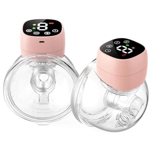 Hands Free Breast Pump, Wearable Breastfeeding Pump 3 Modes & 9 Levels, Double Electric Portable Pump Low Noise with Long Battery Life 2 Pack Pink - Image 1