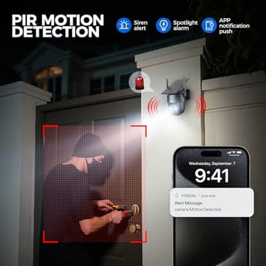 LITYMOL Solar Security Cameras Wireless Outdoor, 2K 360° View Cameras for Home Security, Color Night Vision, AI & PIR Motion Detection, 2-Way Audio, Spotlight Siren Alarm, IP65, SD/Cloud Storage - Image 5