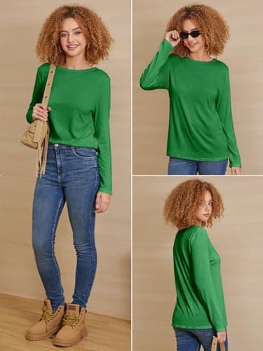 ATHMILE Christmas Womens Long Sleeve T Shirts Crewneck 2025 Fall Trendy Tops Tunic Outfits Fitted Shirts Basic Tee St Patrick's Day Shirts Green - Image 4