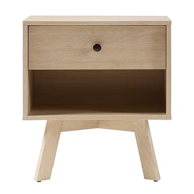 Walker Edison Mid Century Modern 1-Drawer Nightstand Bedroom Storage Drawer and Shelf Bedside End Table, 21 Inch, Coastal Oak - Image 6
