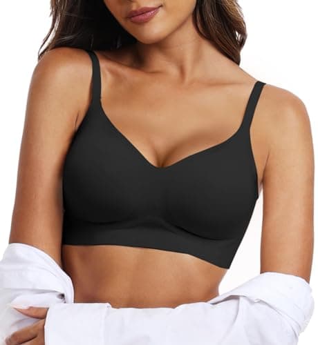 OEAK Womens Wireless Bras Comfortable Push Up Bra No Underwire Bra Full Support Lift Bralette Everyday Seamless Tshirt Bras Black XL - Image 1
