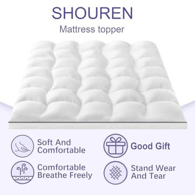 Memory Foam Mattress Topper Queen – 2inch, Pressure-Relieving Bed Topper with Secure Strap Design for Back Pain, Soft and Supportive, Shredded Memory Foam - Image 2