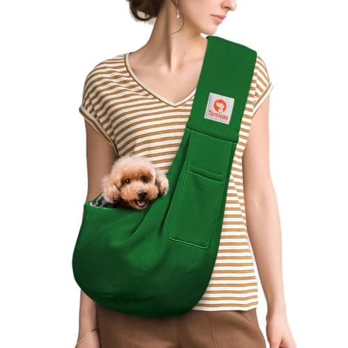 Tomkas Small Dog Sling Carrier - Classic Pocket & Classic Strap - for 3-10 lbs Pets(Emerald Green) - Image 1