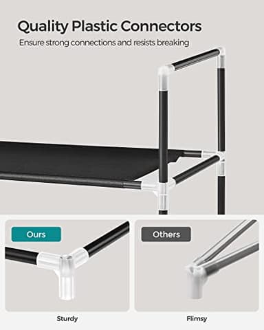 SONGMICS 5-Tier Shoe Rack, Shoe Storage for Hallway Closet, Slim and Space-Saving, Metal Frame, Non-Woven Fabric Shelves, Black ULSH55H - Image 7